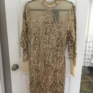 calcy sequin mesh dress